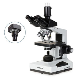 MICROSCOPIO TRINOCULAR DE LUZ TRANSMITIDA CON CÁMARA 5MP – AMSCOPE T490-LED