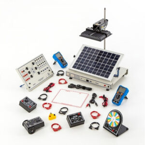 CID-1.2.3 Panel solar con disco de Newton, coche eléctrico, acumulador, reóstato y unidad de consumo